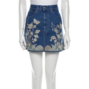 Gucci Embroidered Denim Mini Skirt IT 40 US 4 S